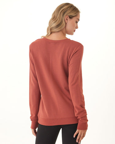 Edwina Feather Fleece V-Neck Sweatshirt Womens Tops Long Shirt Threads 4 Thought 