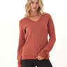 Edwina Feather Fleece V-Neck Sweatshirt Womens Tops Long Shirt Threads 4 Thought 