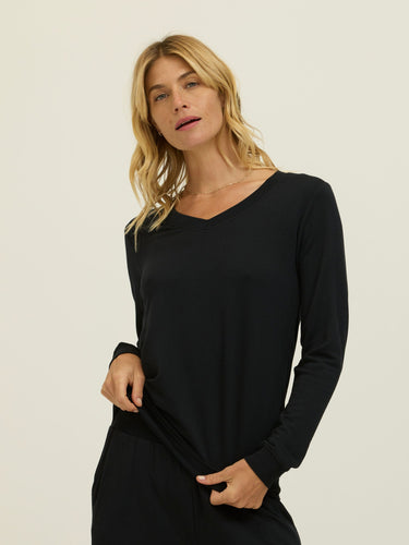 Edwina Feather Fleece V-Neck Sweatshirt Womens Outerwear Sweatshirt Threads 4 Thought 