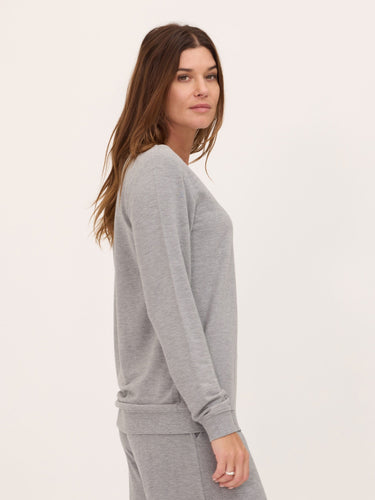 Edwina Feather Fleece V-Neck Pullover Womens Tops Long Shirt Threads 4 Thought 
