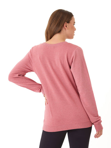 Edwina Feather Fleece V-Neck Sweatshirt Threads 4 Thought 