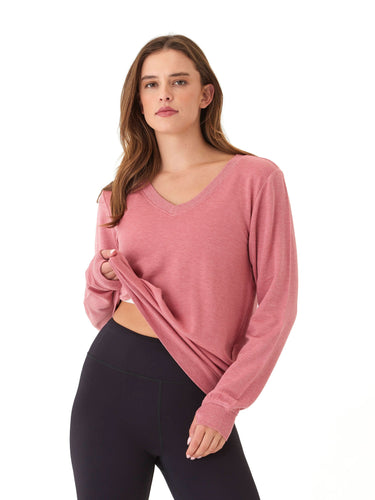 Edwina Feather Fleece V-Neck Sweatshirt Threads 4 Thought