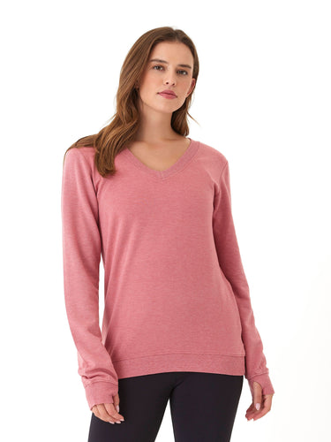 Edwina Feather Fleece V-Neck Sweatshirt Threads 4 Thought