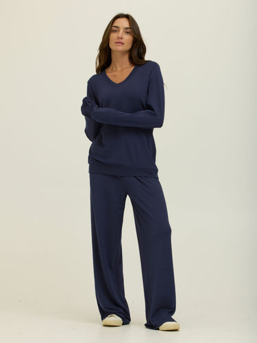 Edwina Feather Fleece V-Neck Sweatshirt Womens Outerwear Sweatshirt Threads 4 Thought 