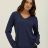 Edwina Feather Fleece V-Neck Sweatshirt Womens Outerwear Sweatshirt Threads 4 Thought 