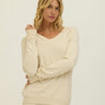 Edwina Feather Fleece V-Neck Sweatshirt Womens Outerwear Sweatshirt Threads 4 Thought 