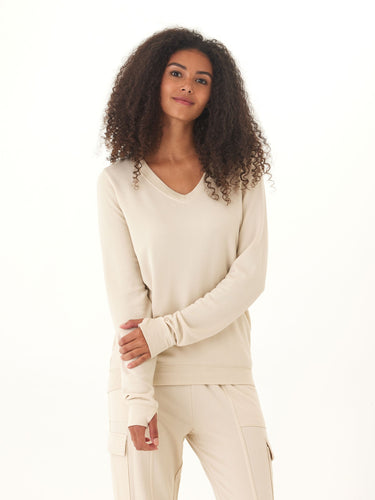 Edwina Feather Fleece V-Neck Pullover Threads 4 Thought