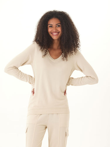 Edwina Feather Fleece V-Neck Pullover Threads 4 Thought