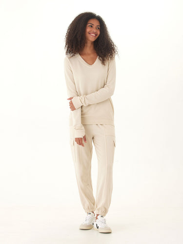 Edwina Feather Fleece V-Neck Pullover Threads 4 Thought 