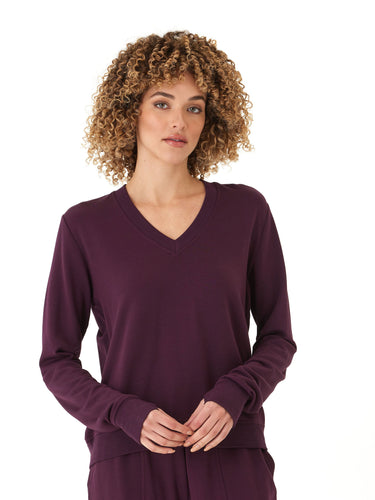 Edwina Feather Fleece V-Neck Pullover Threads 4 Thought