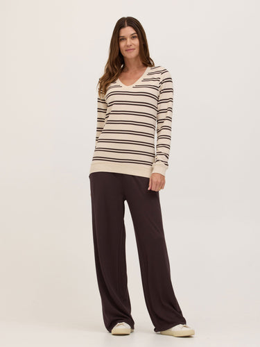 Edwina Feather Fleece V-Neck Pullover Womens Tops Long Shirt Threads 4 Thought 