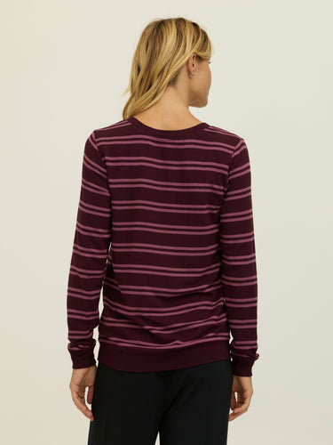 Edwina Barbados Stripe Feather Fleece V-Neck Pullover Womens Outerwear Sweatshirt Threads 4 Thought 