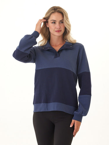 Danielle Colorblock Fleece Mock Neck Pullover Womens Outerwear Sweatshirt Threads 4 Thought