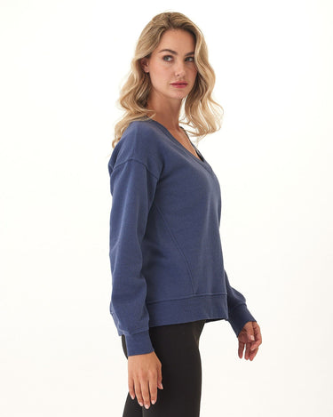 Elisha Triblend Fleece V-Neck Pullover Womens Outerwear Sweatshirt Threads 4 Thought 