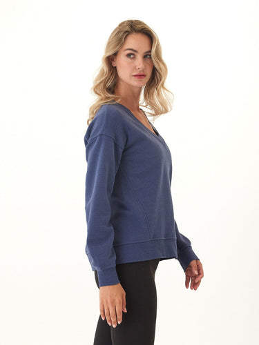 Elisha Triblend Fleece V-Neck Pullover Womens Outerwear Sweatshirt Threads 4 Thought 