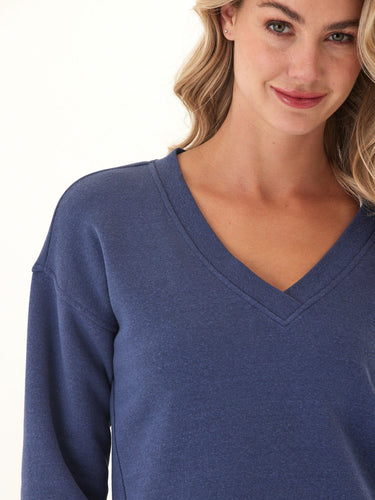 Elisha Triblend Fleece V-Neck Pullover Womens Outerwear Sweatshirt Threads 4 Thought 