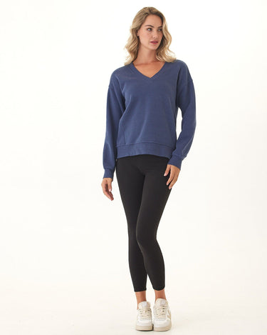 Elisha Triblend Fleece V-Neck Pullover Womens Outerwear Sweatshirt Threads 4 Thought 