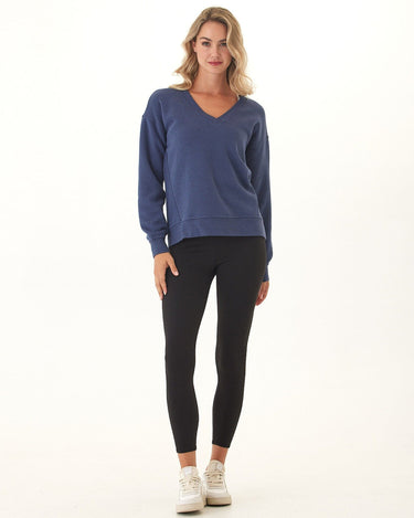 Elisha Triblend Fleece V-Neck Pullover Womens Outerwear Sweatshirt Threads 4 Thought 