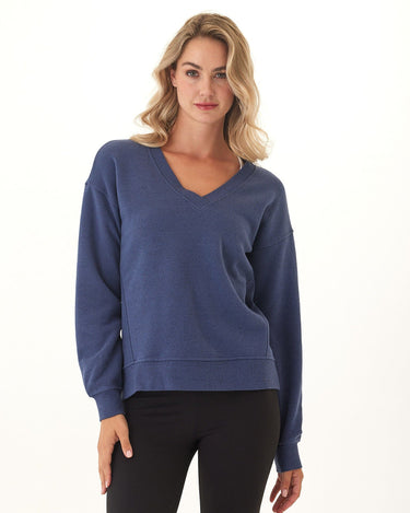 Elisha Triblend Fleece V-Neck Pullover Womens Outerwear Sweatshirt Threads 4 Thought 