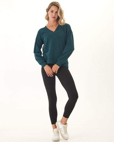 Elisha Triblend Fleece V-Neck Pullover Womens Outerwear Sweatshirt Threads 4 Thought 