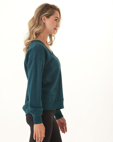 Elisha Triblend Fleece V-Neck Pullover Womens Outerwear Sweatshirt Threads 4 Thought 