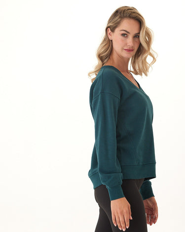 Elisha Triblend Fleece V-Neck Pullover Womens Outerwear Sweatshirt Threads 4 Thought 