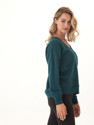 Elisha Triblend Fleece V-Neck Pullover Womens Outerwear Sweatshirt Threads 4 Thought