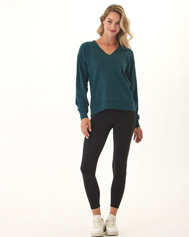 Elisha Triblend Fleece V-Neck Pullover Womens Outerwear Sweatshirt Threads 4 Thought 