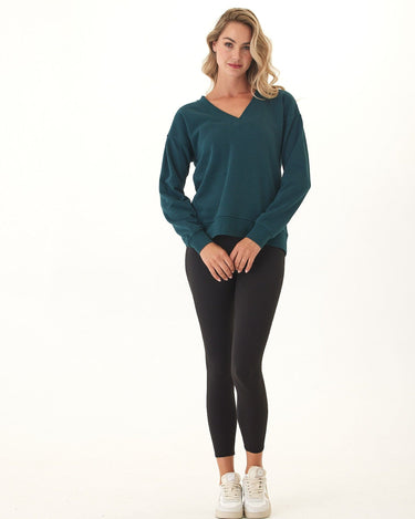 Elisha Triblend Fleece V-Neck Pullover Womens Outerwear Sweatshirt Threads 4 Thought 