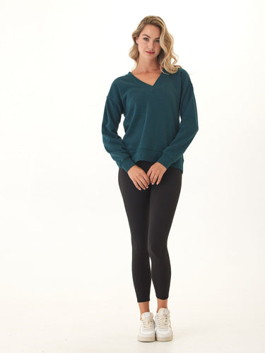 Elisha Triblend Fleece V-Neck Pullover Womens Outerwear Sweatshirt Threads 4 Thought 