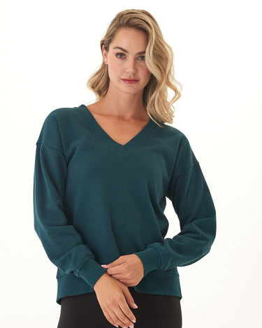 Elisha Triblend Fleece V-Neck Pullover Womens Outerwear Sweatshirt Threads 4 Thought 