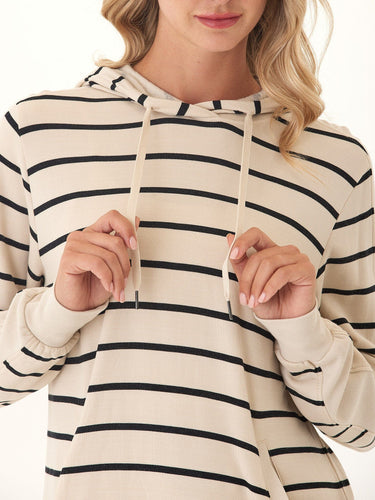 Romi Feather Fleece Rib Mix Hoodie Womens Tops Long Shirt Threads 4 Thought