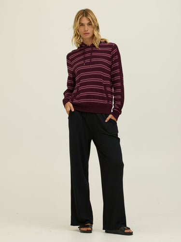 Romi Barbados Stripe Feather Fleece Rib Mix Hoodie Womens Outerwear Sweatshirt Threads 4 Thought 