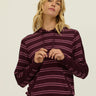 Romi Barbados Stripe Feather Fleece Rib Mix Hoodie Womens Outerwear Sweatshirt Threads 4 Thought 