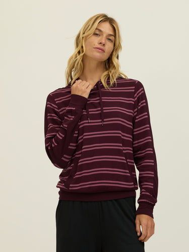 Romi Barbados Stripe Feather Fleece Rib Mix Hoodie Womens Outerwear Sweatshirt Threads 4 Thought 