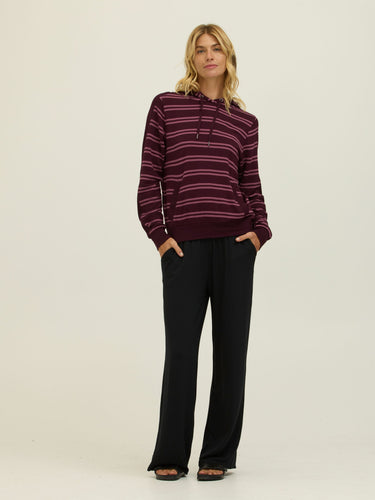 Romi Barbados Stripe Feather Fleece Rib Mix Hoodie Womens Outerwear Sweatshirt Threads 4 Thought 