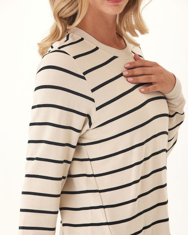 Quincy Feather Fleece Rib Mix Pullover Womens Tops Long Shirt Threads 4 Thought 