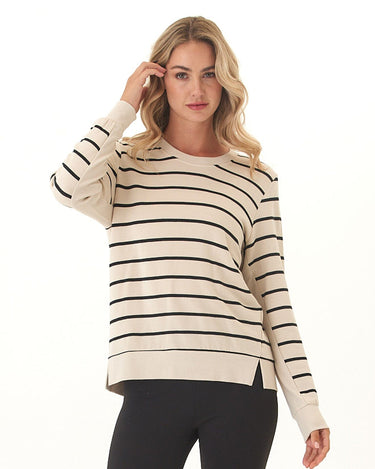 Quincy Feather Fleece Rib Mix Pullover Womens Tops Long Shirt Threads 4 Thought 