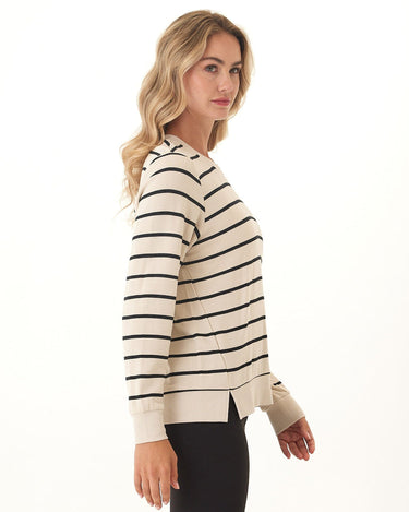 Quincy Feather Fleece Rib Mix Pullover Womens Tops Long Shirt Threads 4 Thought 