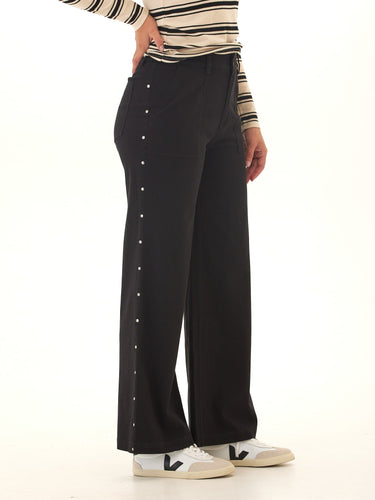 Pamela Rivet Detail Stretch Twill Wide Leg Pant Womens Bottoms Pants Threads 4 Thought 
