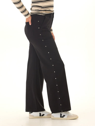 Pamela Rivet Detail Stretch Twill Wide Leg Pant Womens Bottoms Pants Threads 4 Thought 