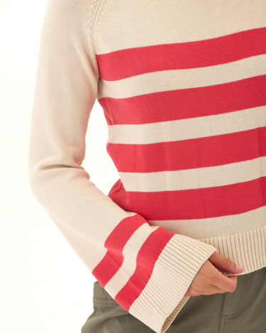 Saundra Striped Cotton Blend Raglan Sweater Threads 4 Thought 