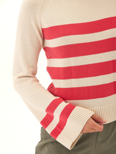 Saundra Striped Cotton Blend Raglan Sweater Threads 4 Thought