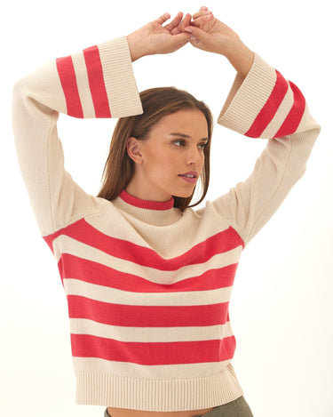 Saundra Striped Cotton Blend Raglan Sweater Threads 4 Thought 