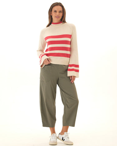 Saundra Striped Cotton Blend Raglan Sweater Threads 4 Thought 