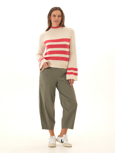 Saundra Striped Cotton Blend Raglan Sweater Threads 4 Thought 