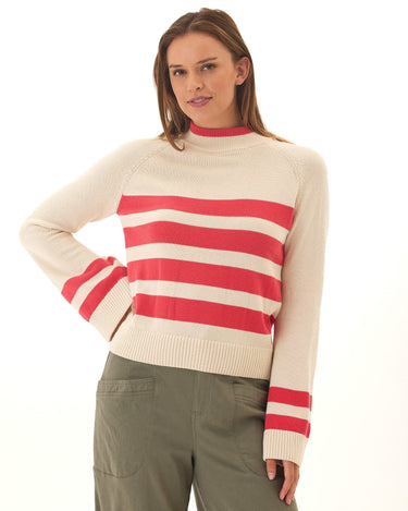 Saundra Striped Cotton Blend Raglan Sweater Threads 4 Thought 