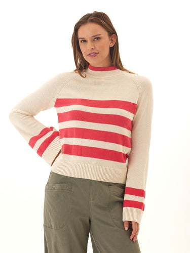 Saundra Striped Cotton Blend Raglan Sweater Threads 4 Thought 