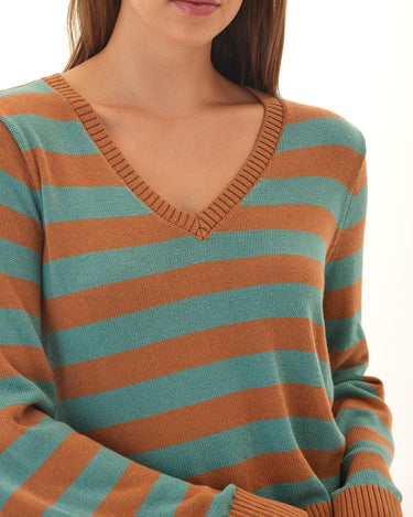 Kiley Summit Stripe Cotton Blend Bell Sleeve Sweater Threads 4 Thought 