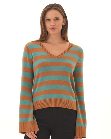Kiley Summit Stripe Cotton Blend Bell Sleeve Sweater Threads 4 Thought 